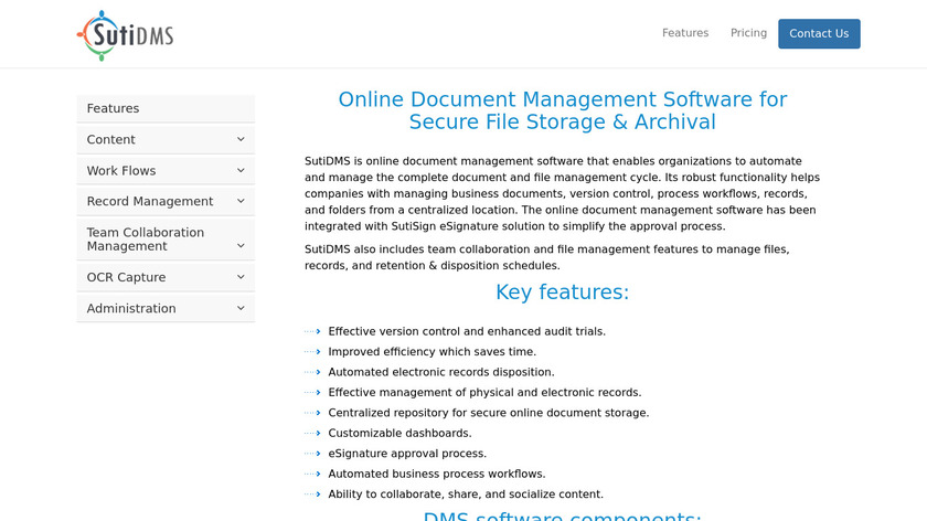 SutiDMS Landing Page