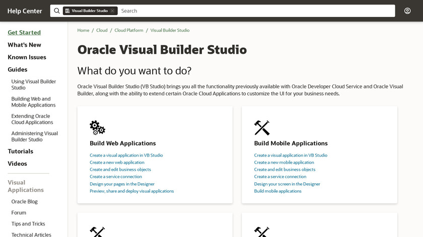Oracle Developer Cloud Service Landing Page