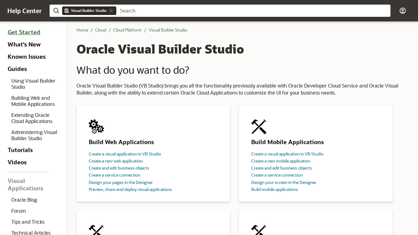 Oracle Developer Cloud Service Landing page