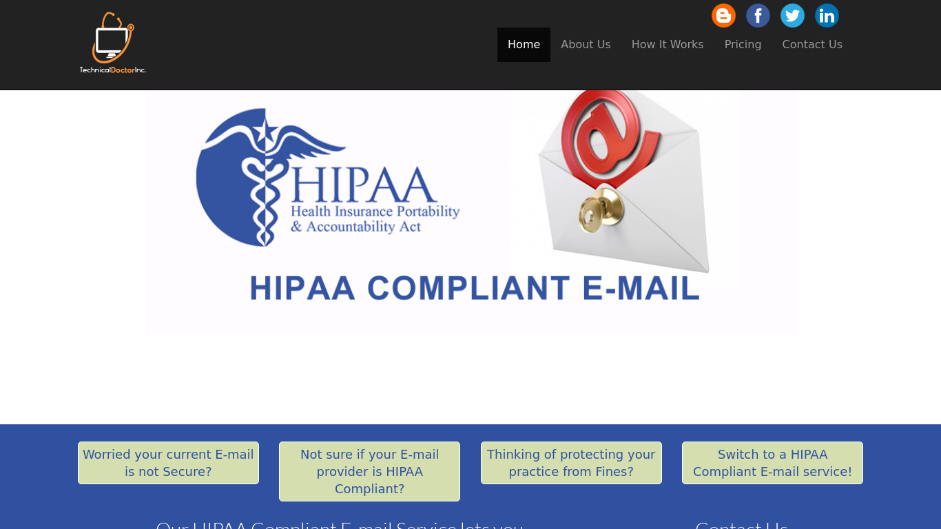 HIPAA Compliant Email Landing page