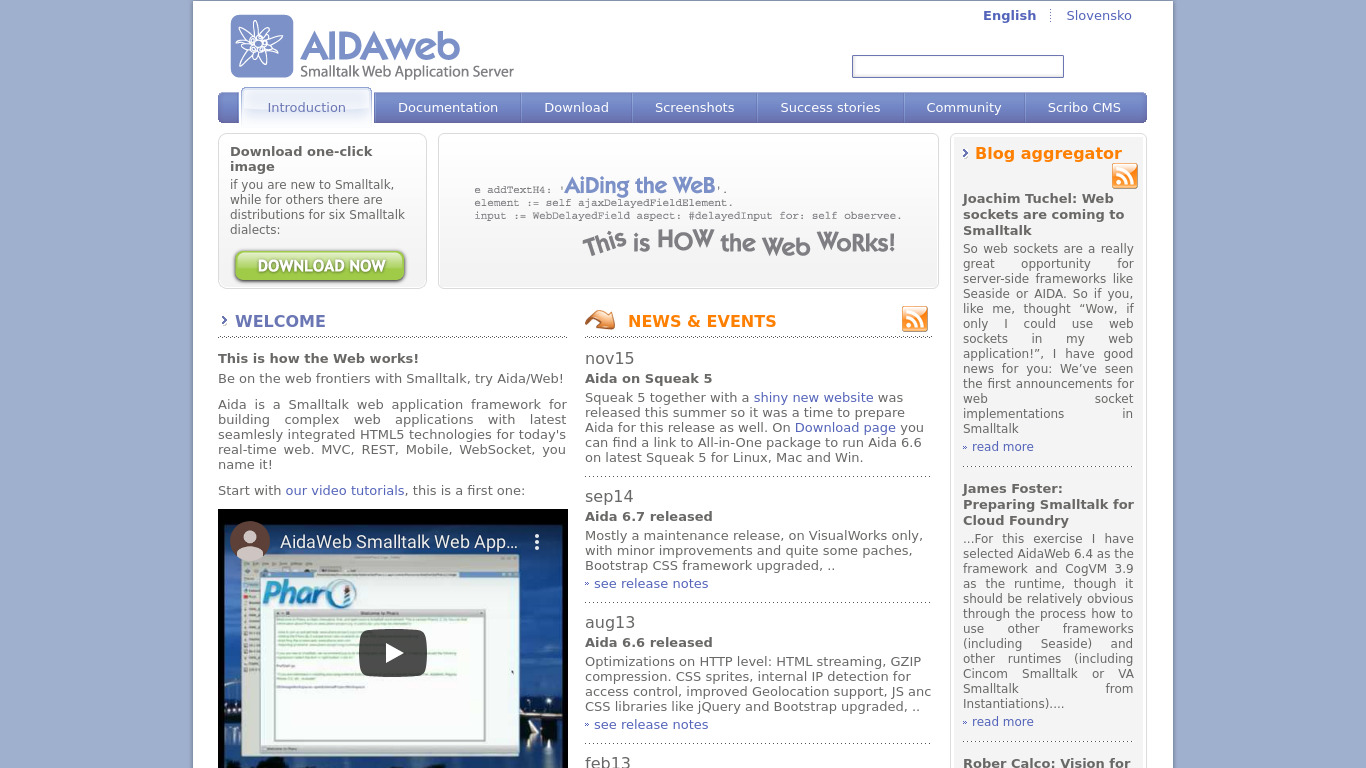 AIDAweb.si Landing page
