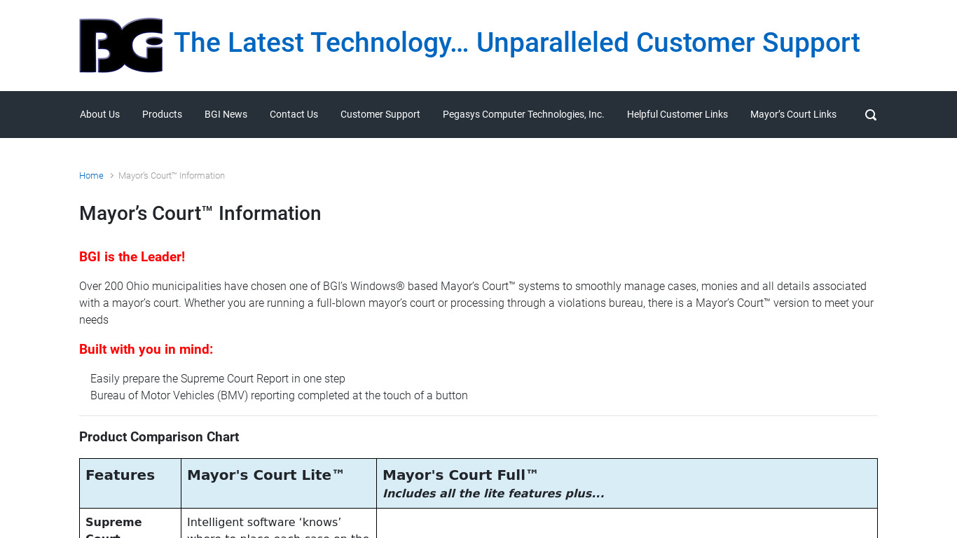 Mayors Court Landing page
