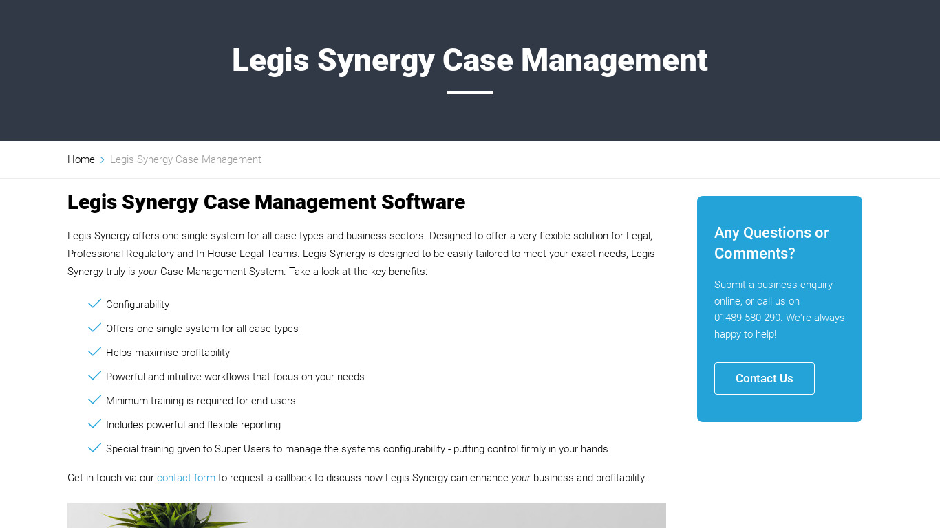 Legis Synergy Landing page