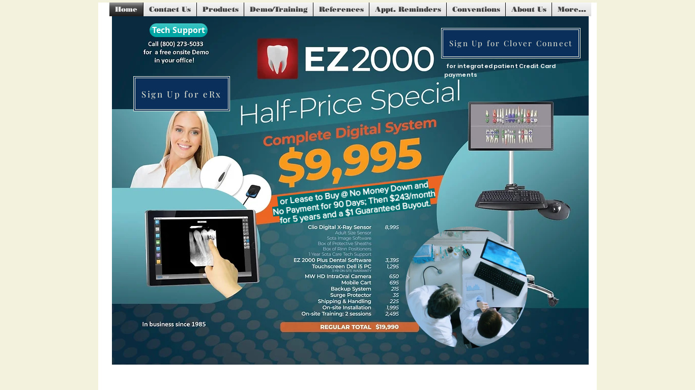 EZ 2000 Dental Software Landing page