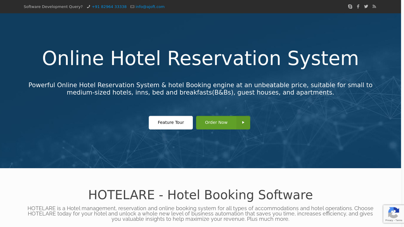 Hotelare Landing page