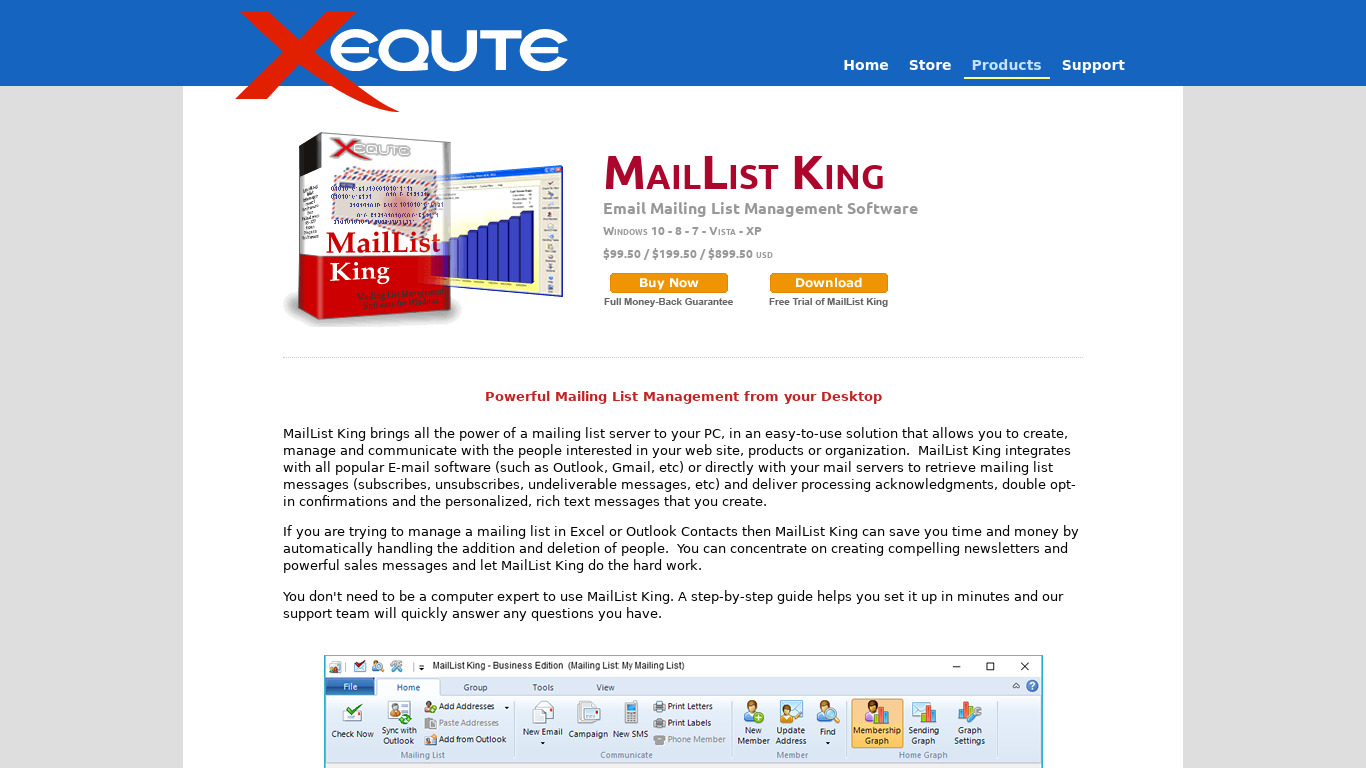 MailList King Landing page