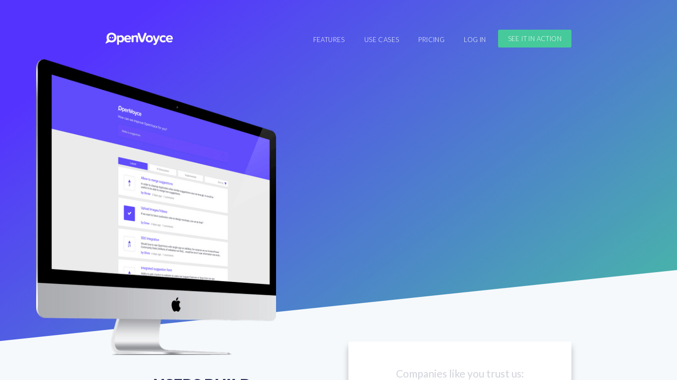 OpenVoyce Landing page