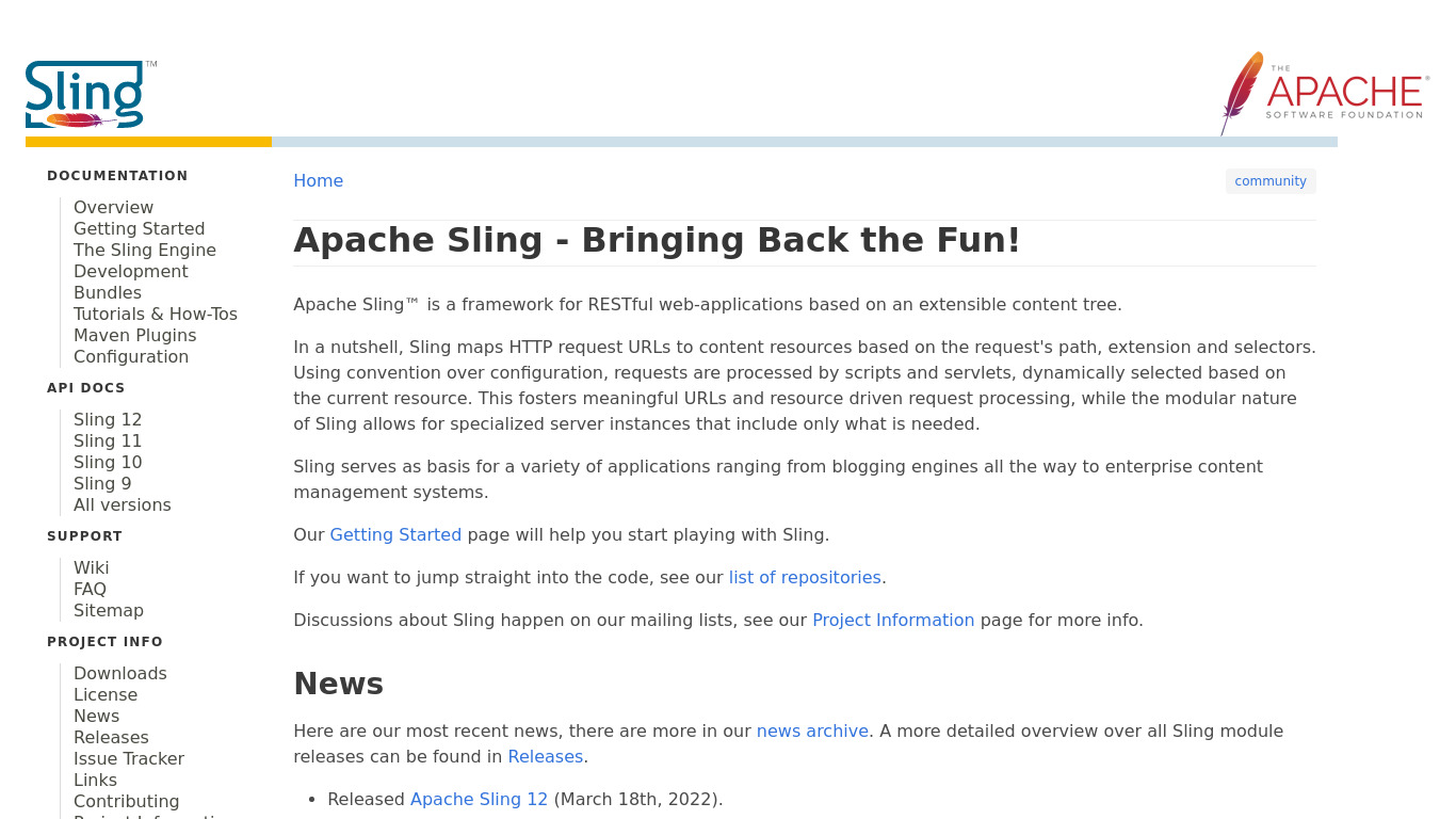 Apache Sling Landing page