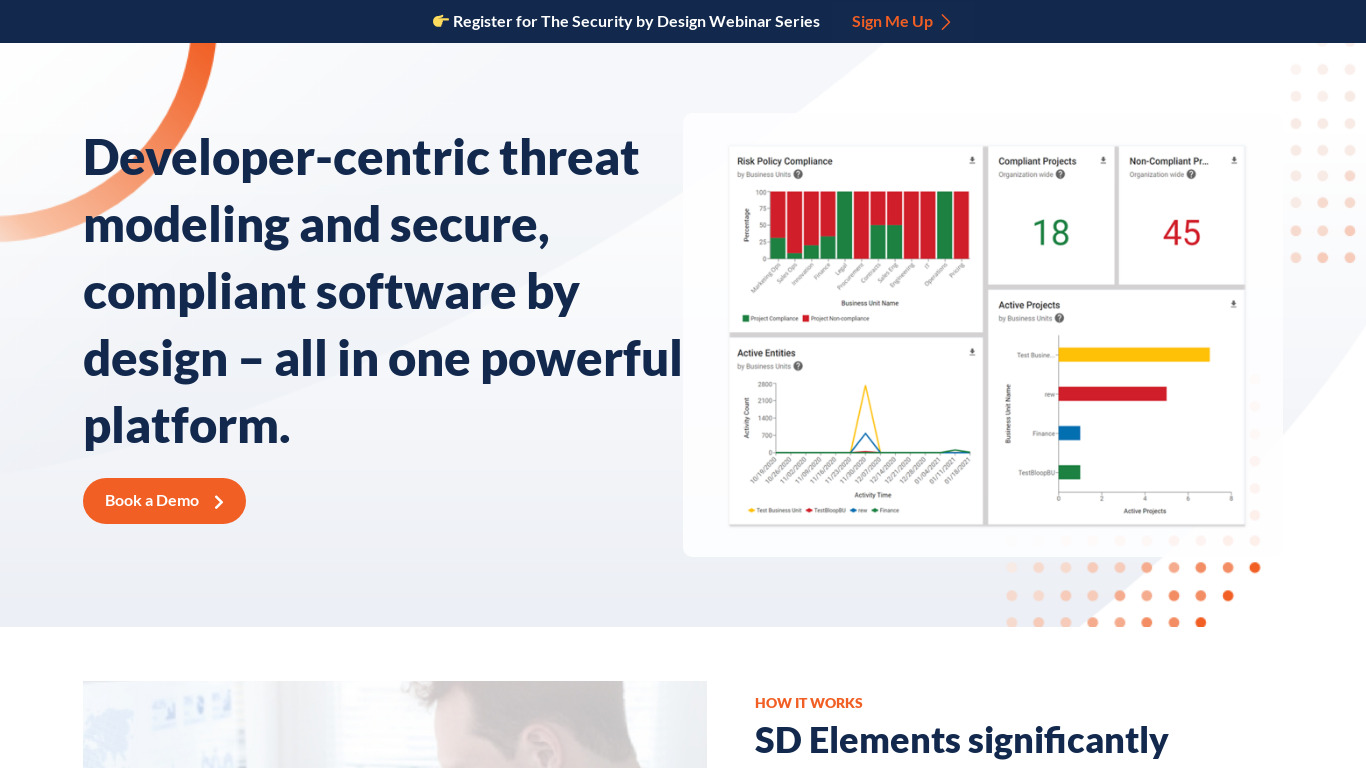 Security Compass SD Elements Landing page