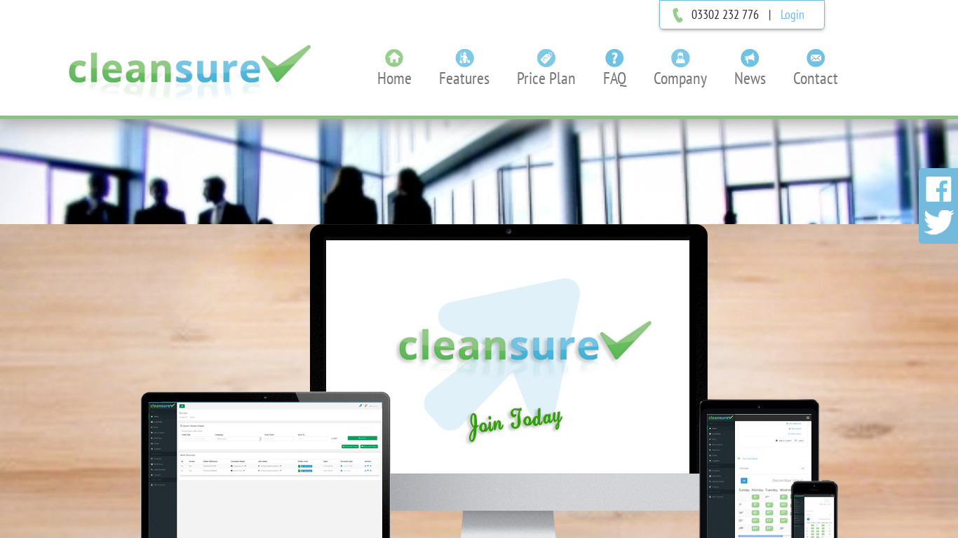 Cleansure Landing page
