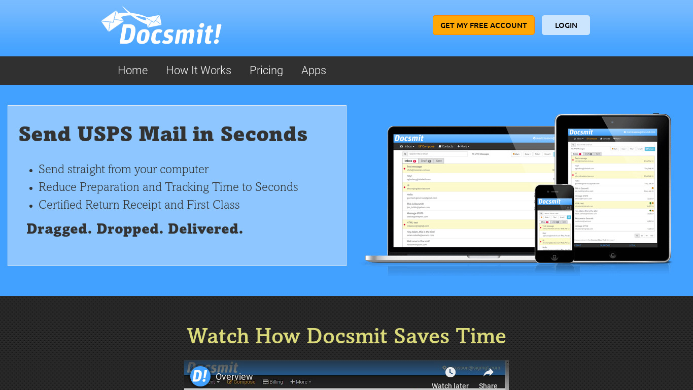 Docsmit Mail Landing page