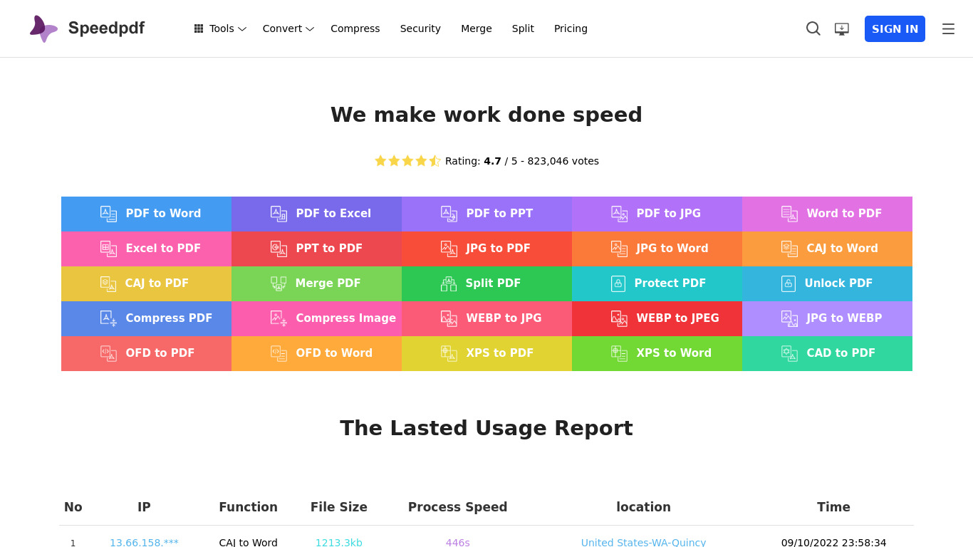 SpeedPDF Editor Landing page