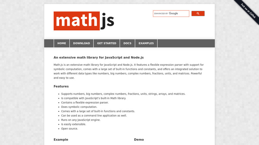 Math.js Landing Page