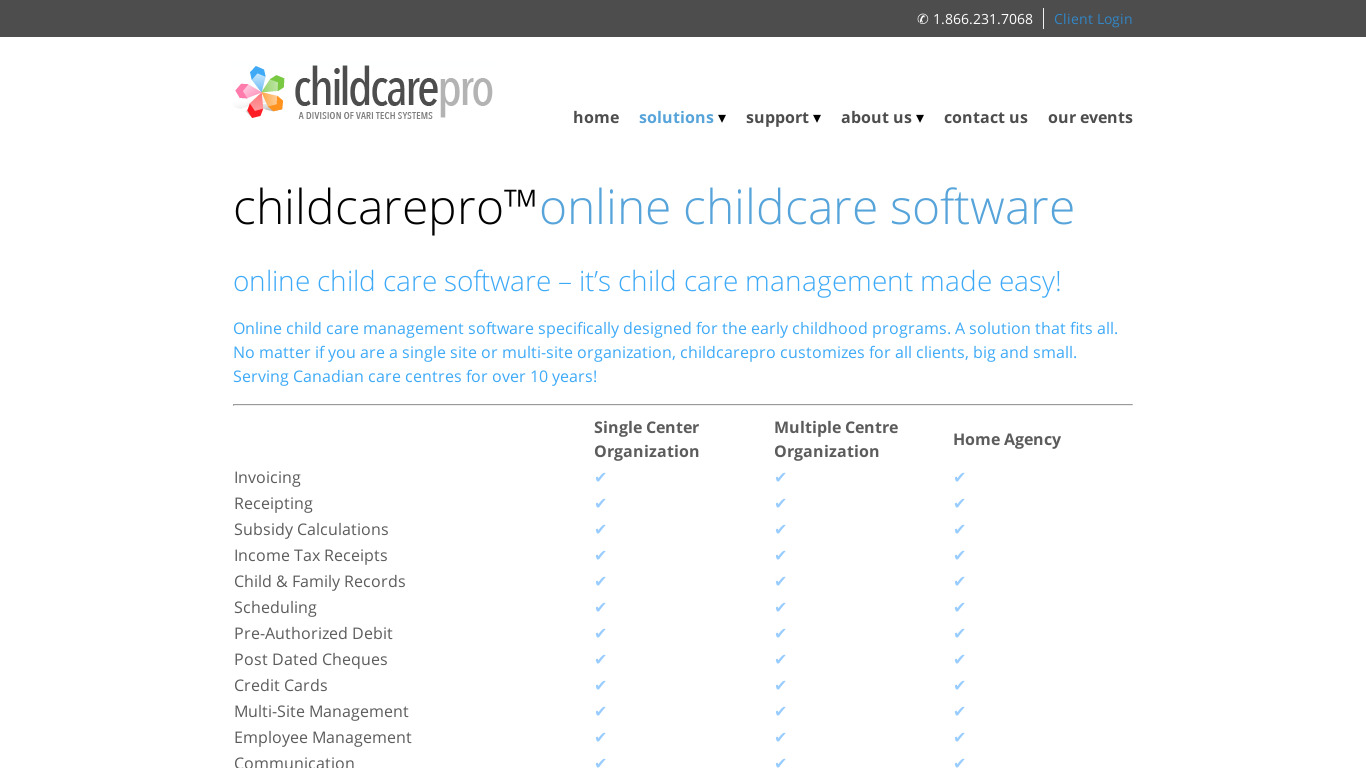 Child Care Pro Landing page