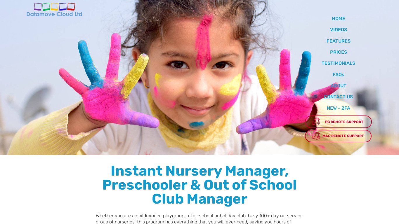 Instant Nursery Manager Landing page