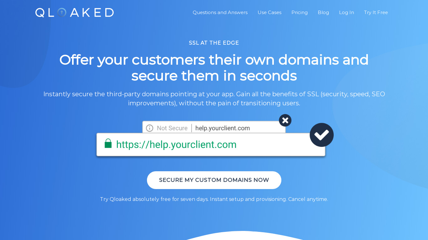 Qloaked Landing page