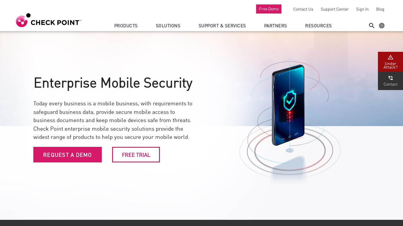 Check Point Mobile Security Landing page