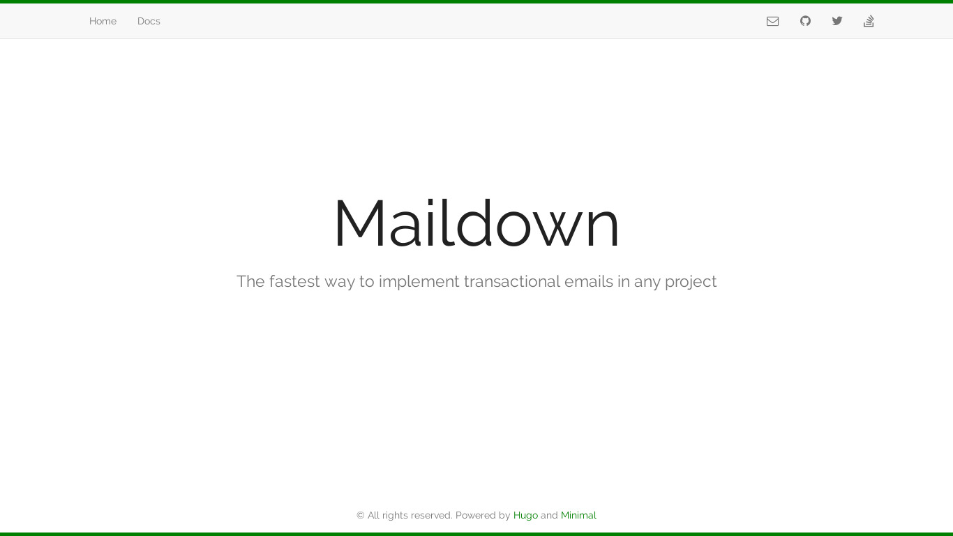 Maildown Landing page
