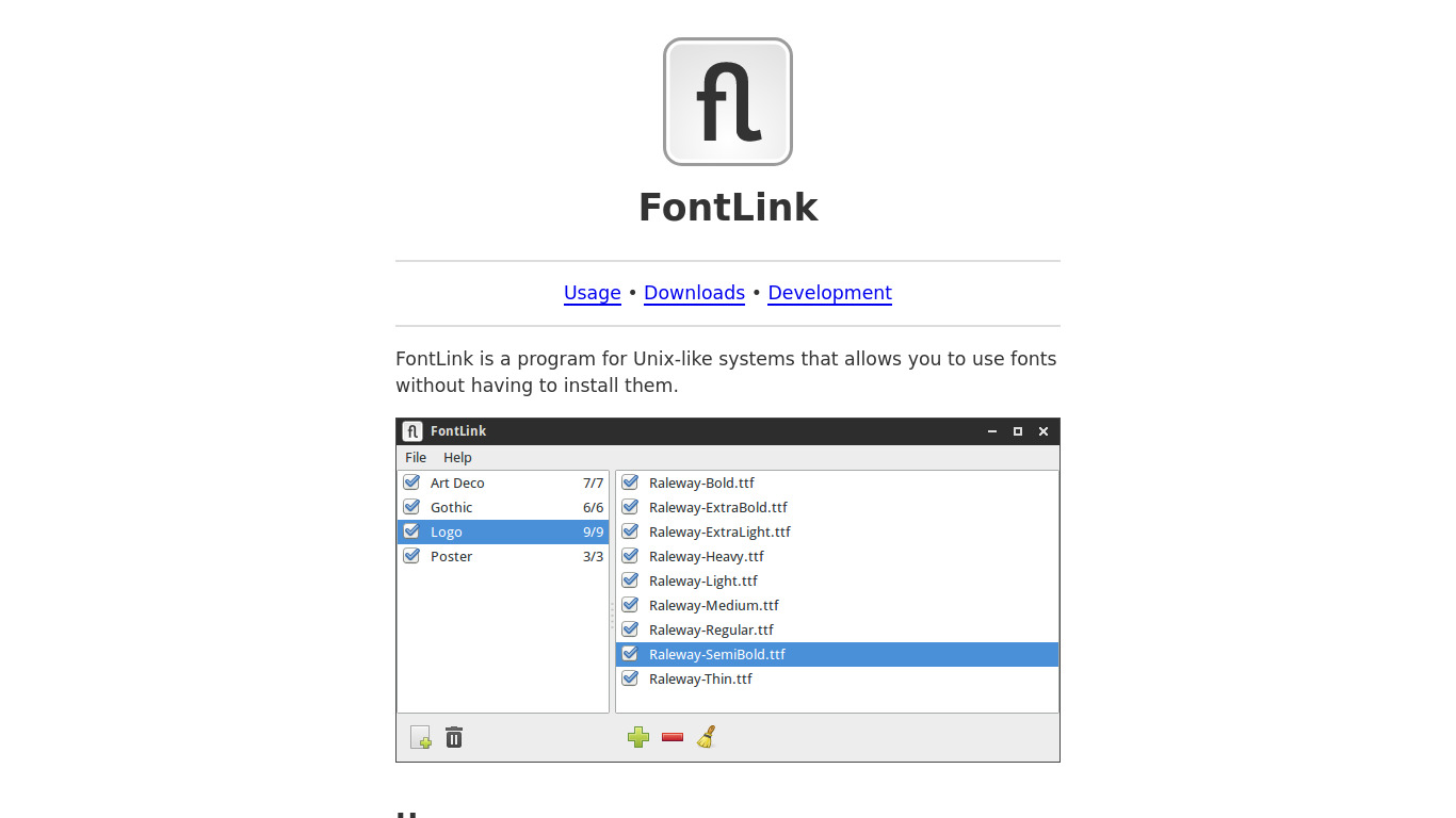 FontLink Landing page