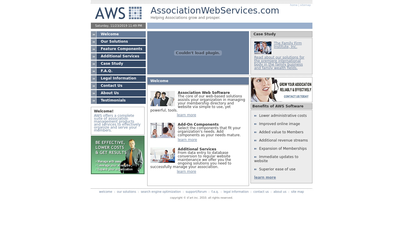Association Web Software Landing page