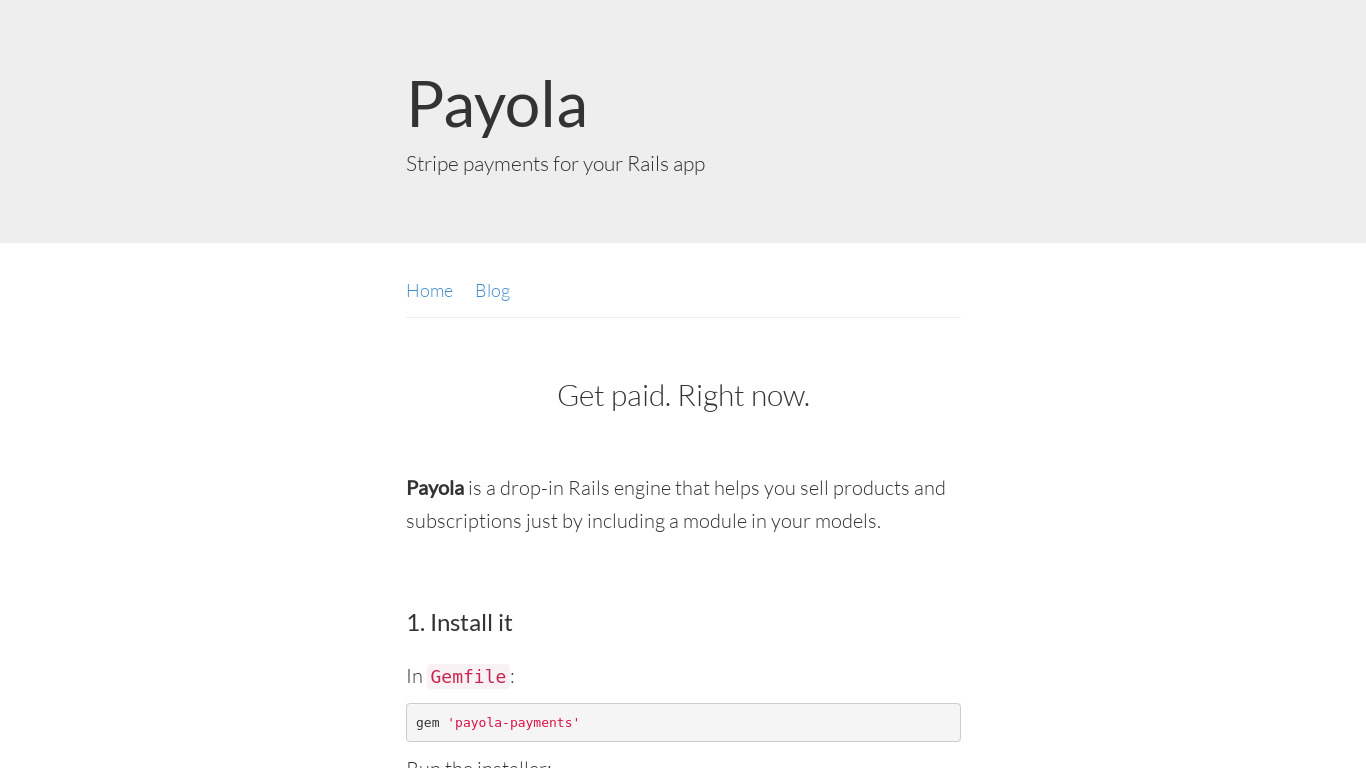 Payola Landing page