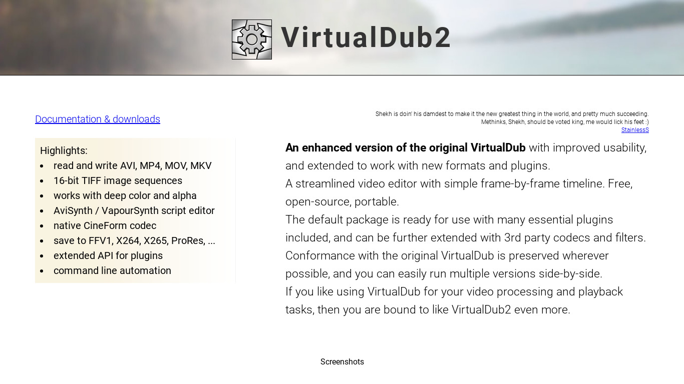 VirtualDub2 Landing page
