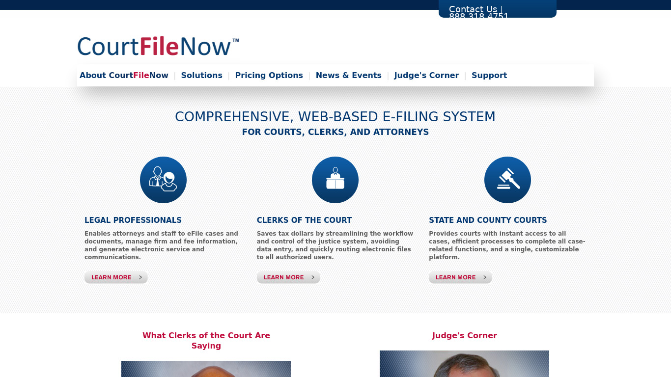 CourtFileNow Landing page