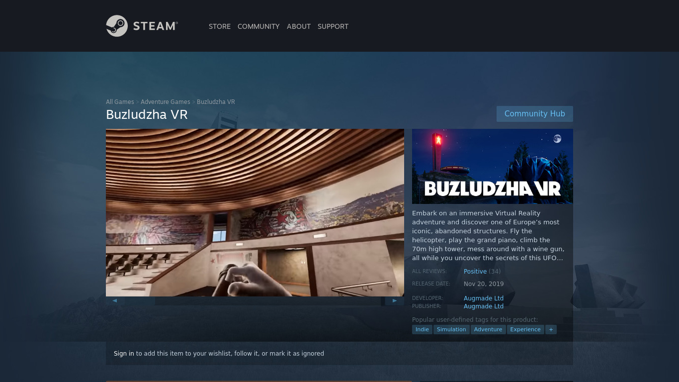 Buzludzha VR Landing page