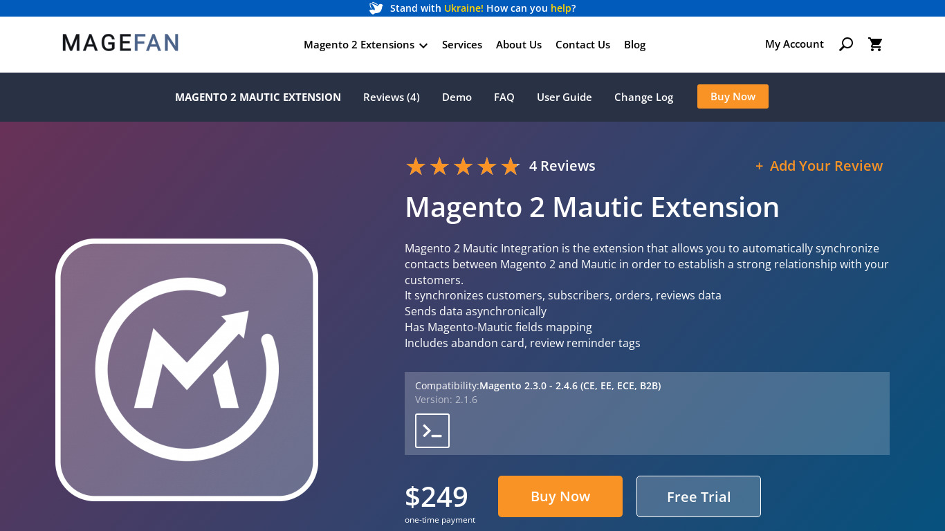 Magento 2 Mautic Integration Extension Landing page