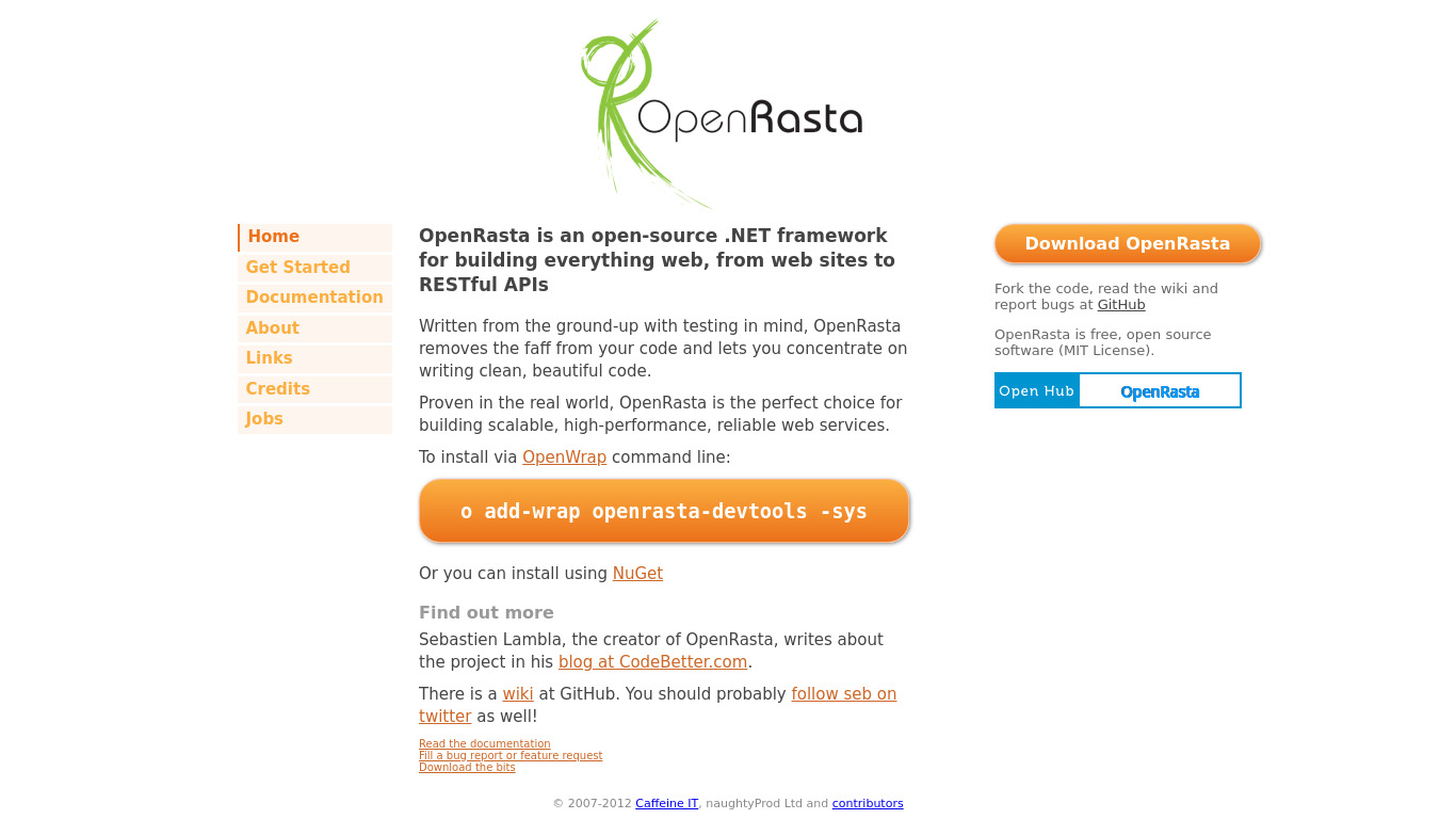 OpenRasta Landing page