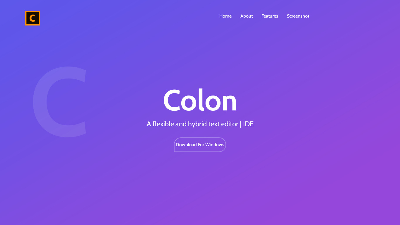 Colon IDE Landing page