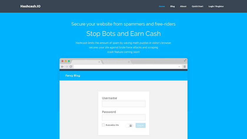 HashCash Landing Page