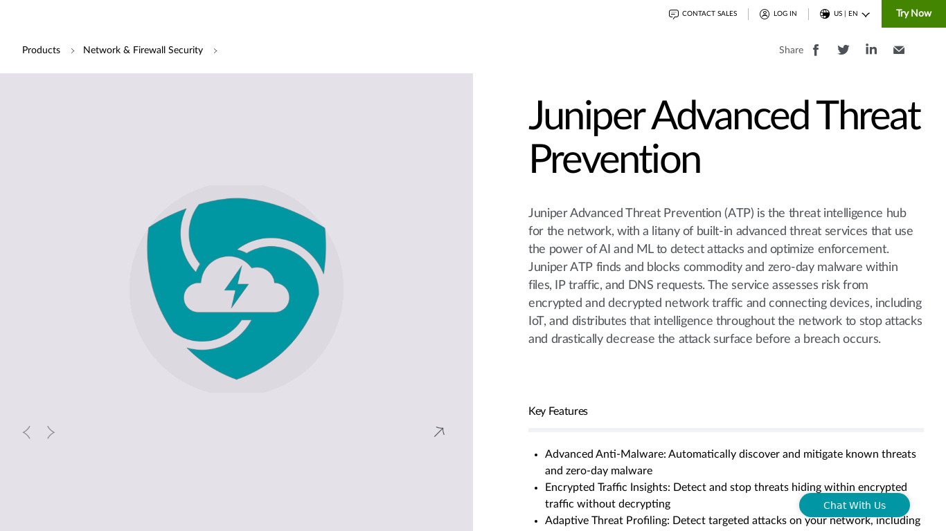 Juniper Sky Advanced Threat Prevention Landing page
