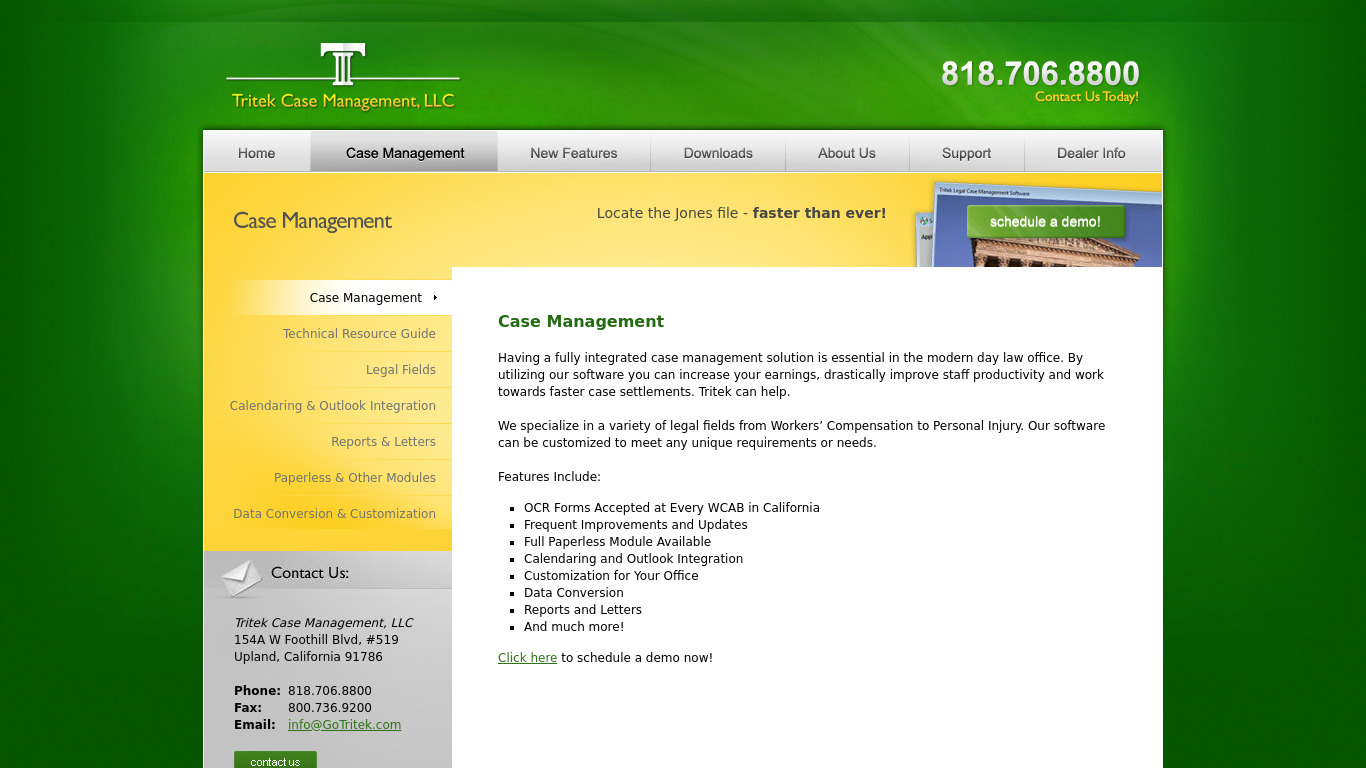Tritek Case Management Landing page