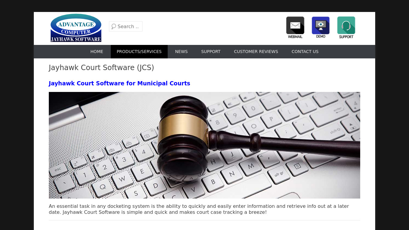 Jayhawk Court Software Landing page