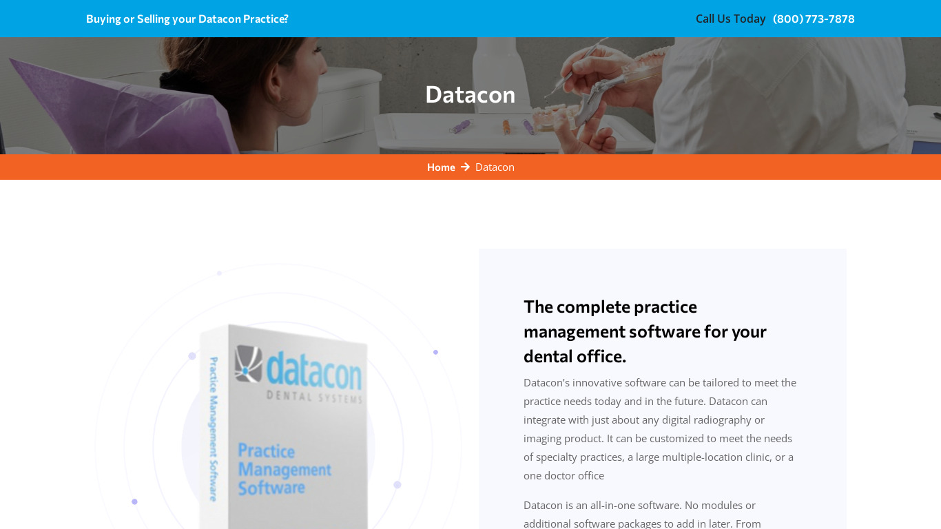 Datacon Dental System Landing page