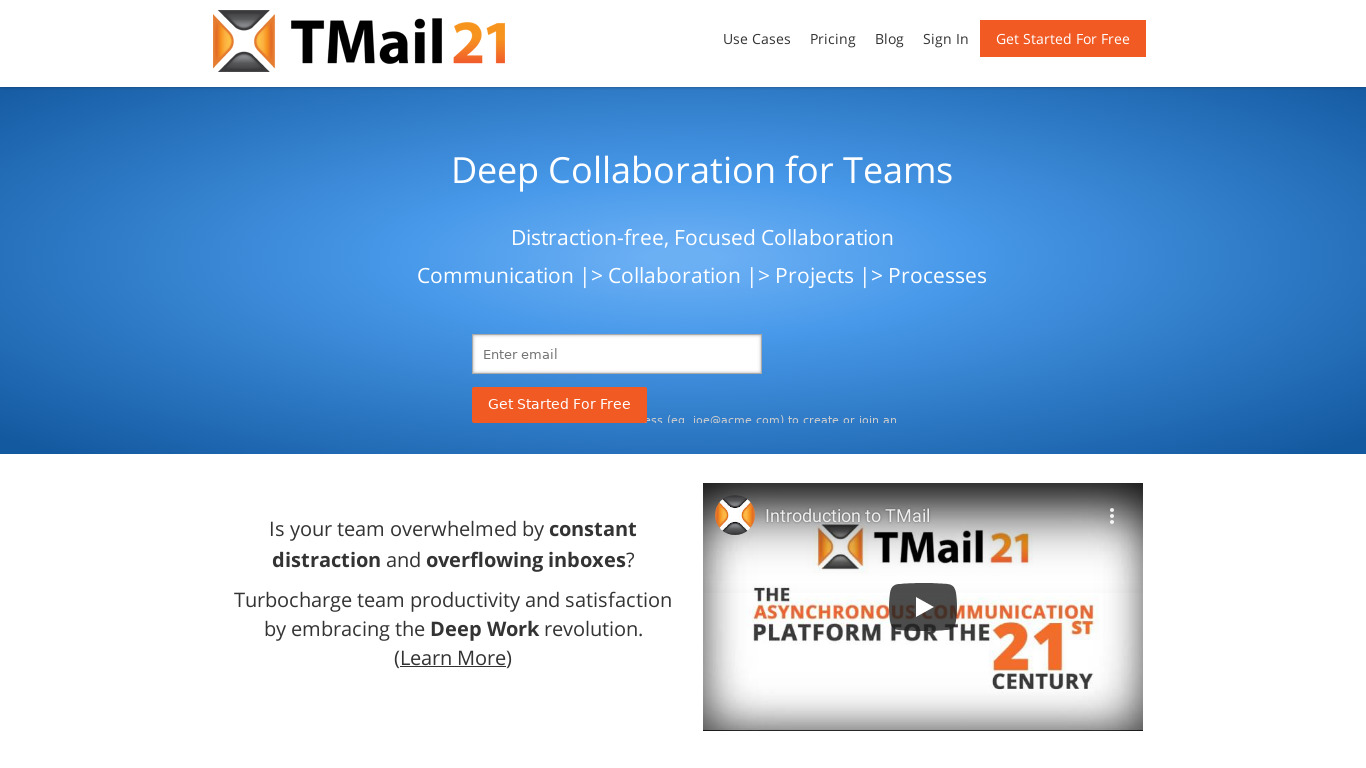 TMail21 Landing page