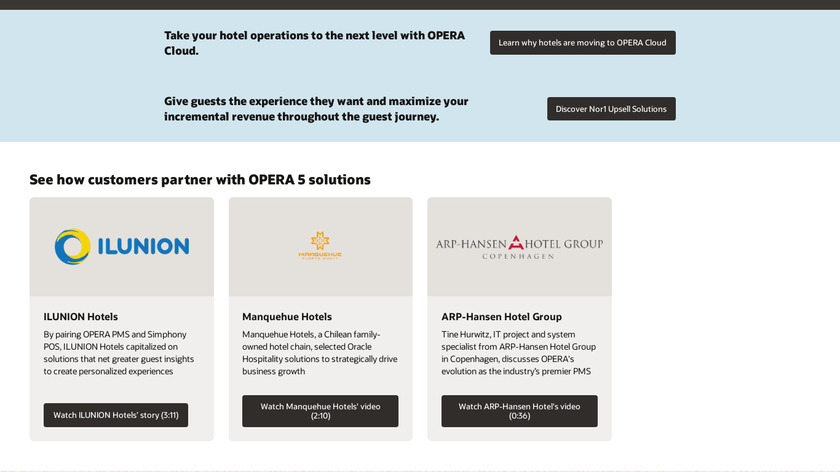 Oracle OPERA PMS Landing Page