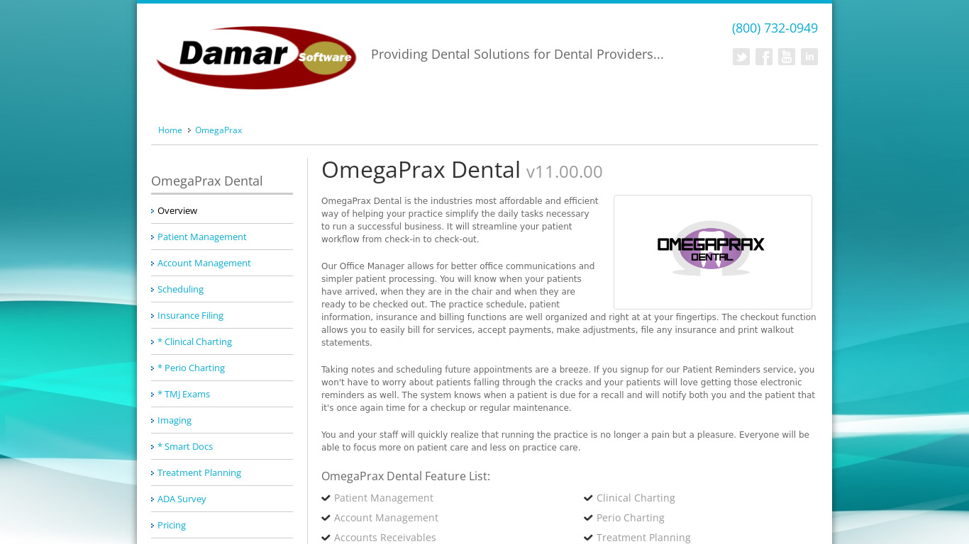 OmegaPrax Dental Landing page