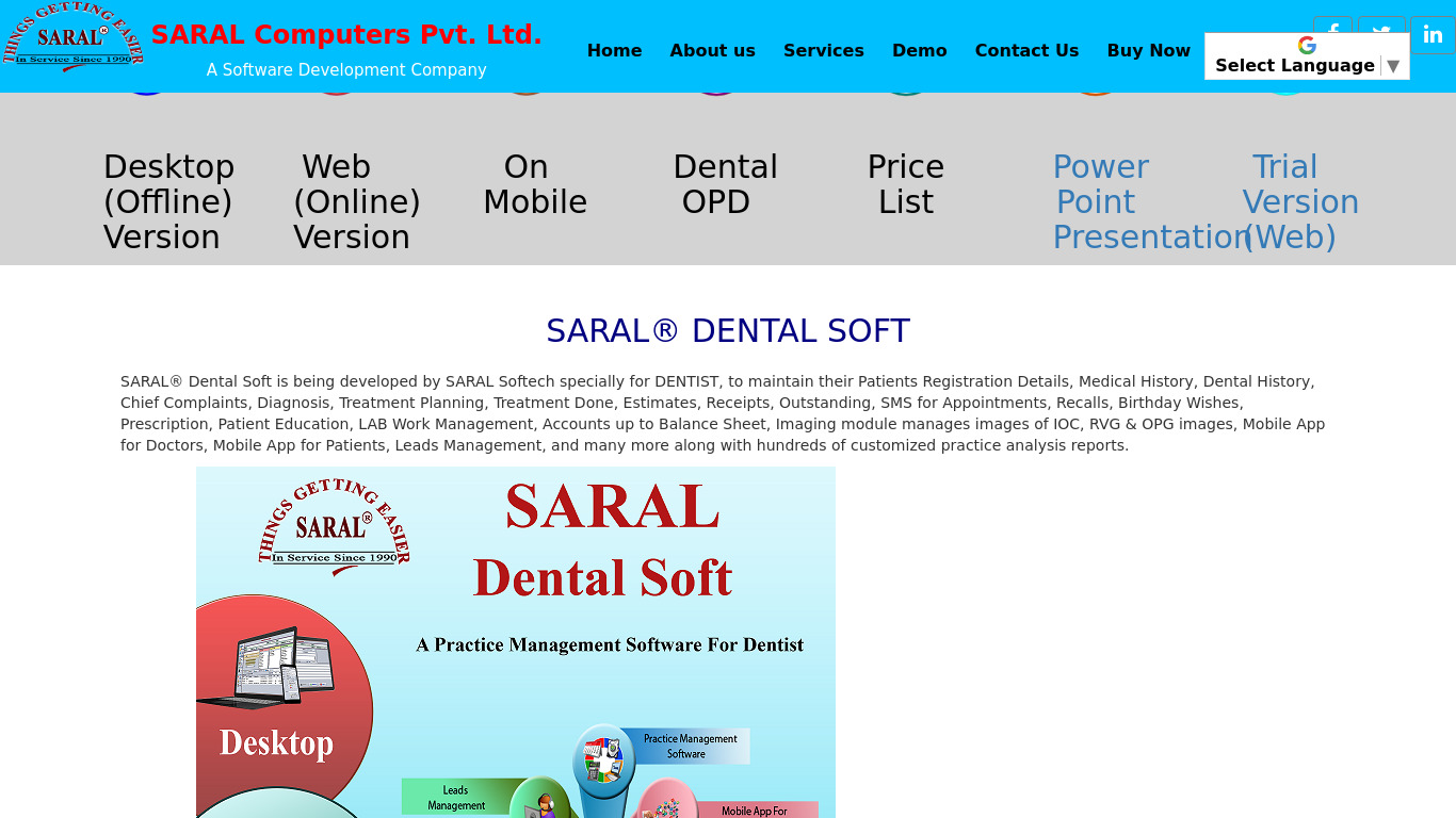 saralindia.com SARAL Dental Soft Landing page