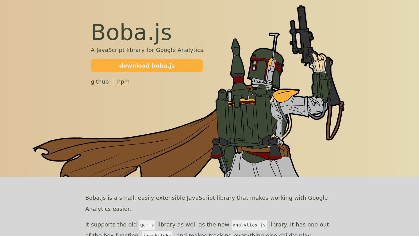 Boba.js Landing page