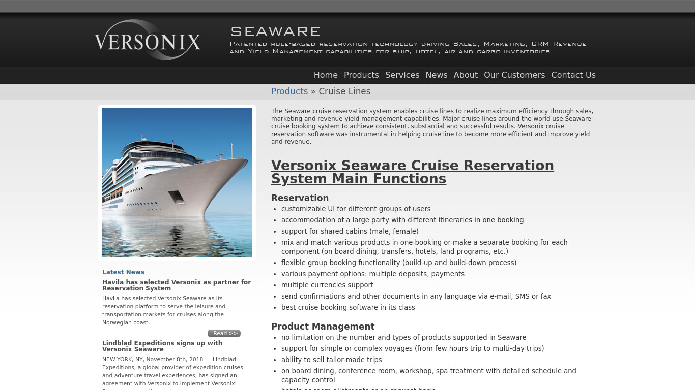 versonix.com SeaWare Landing page