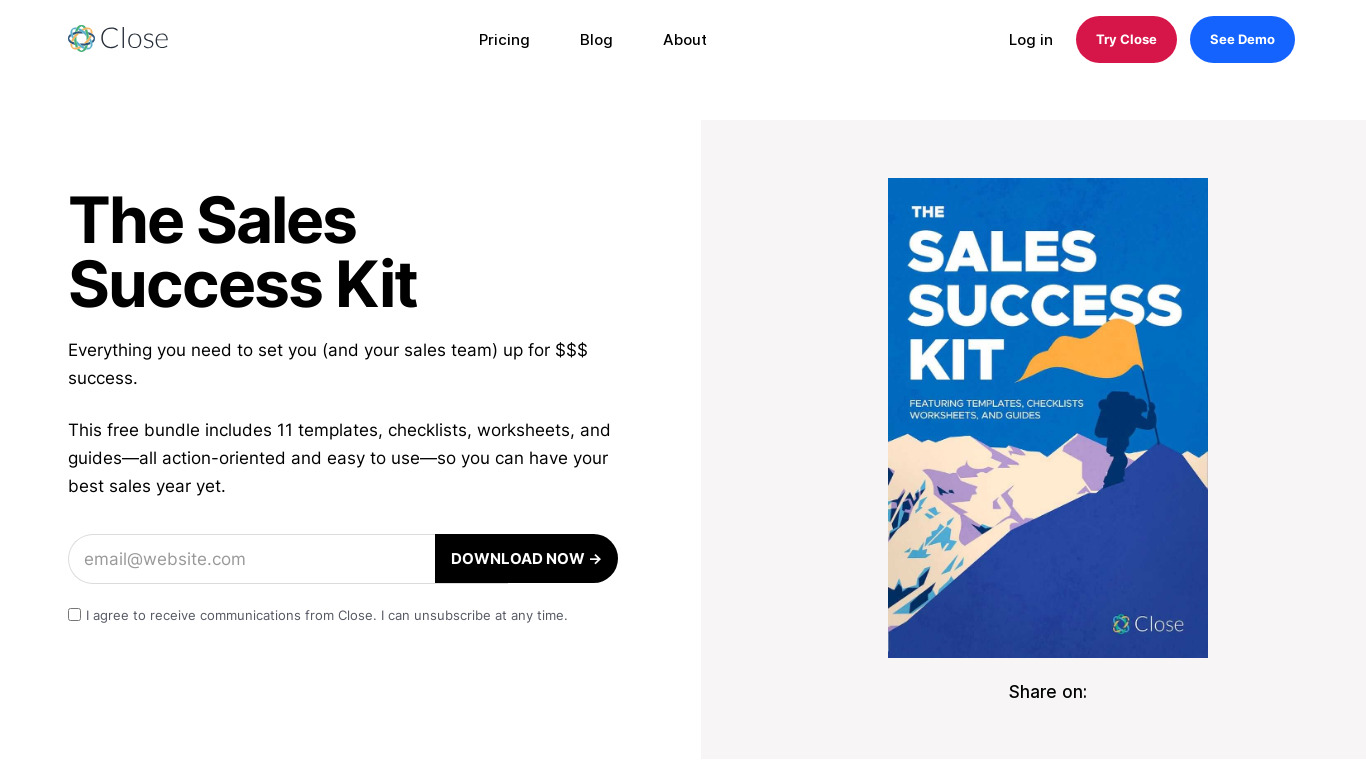 The 2020 Sales Success Kit Landing page