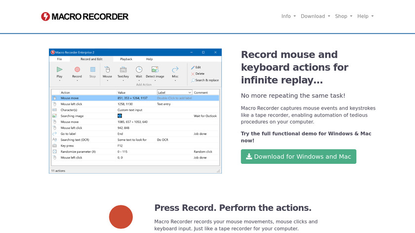 Macro Recorder Landing Page