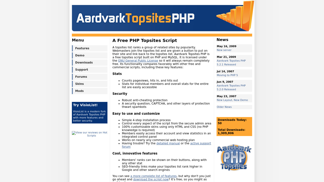 Aardvark Topsites PHP Landing page