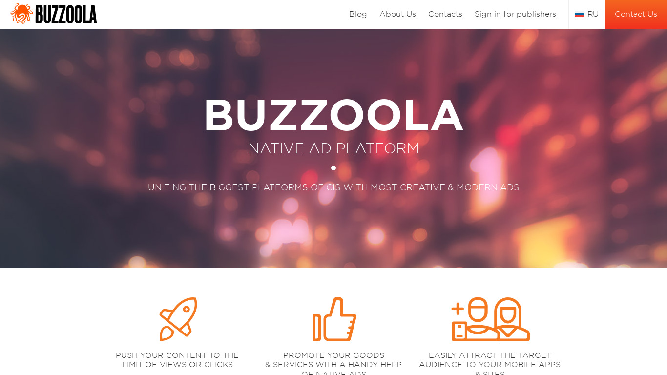 Buzzoola Landing page
