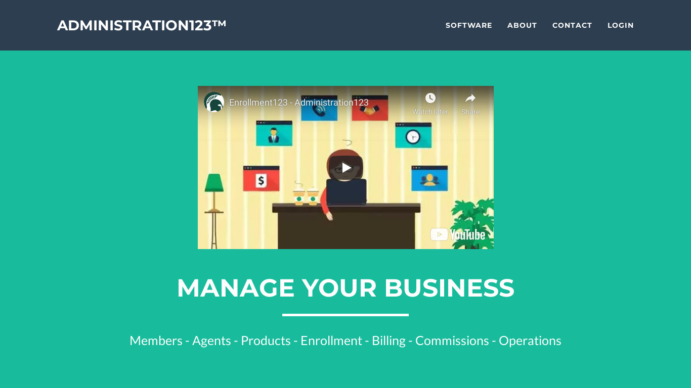 Administration123 Landing page