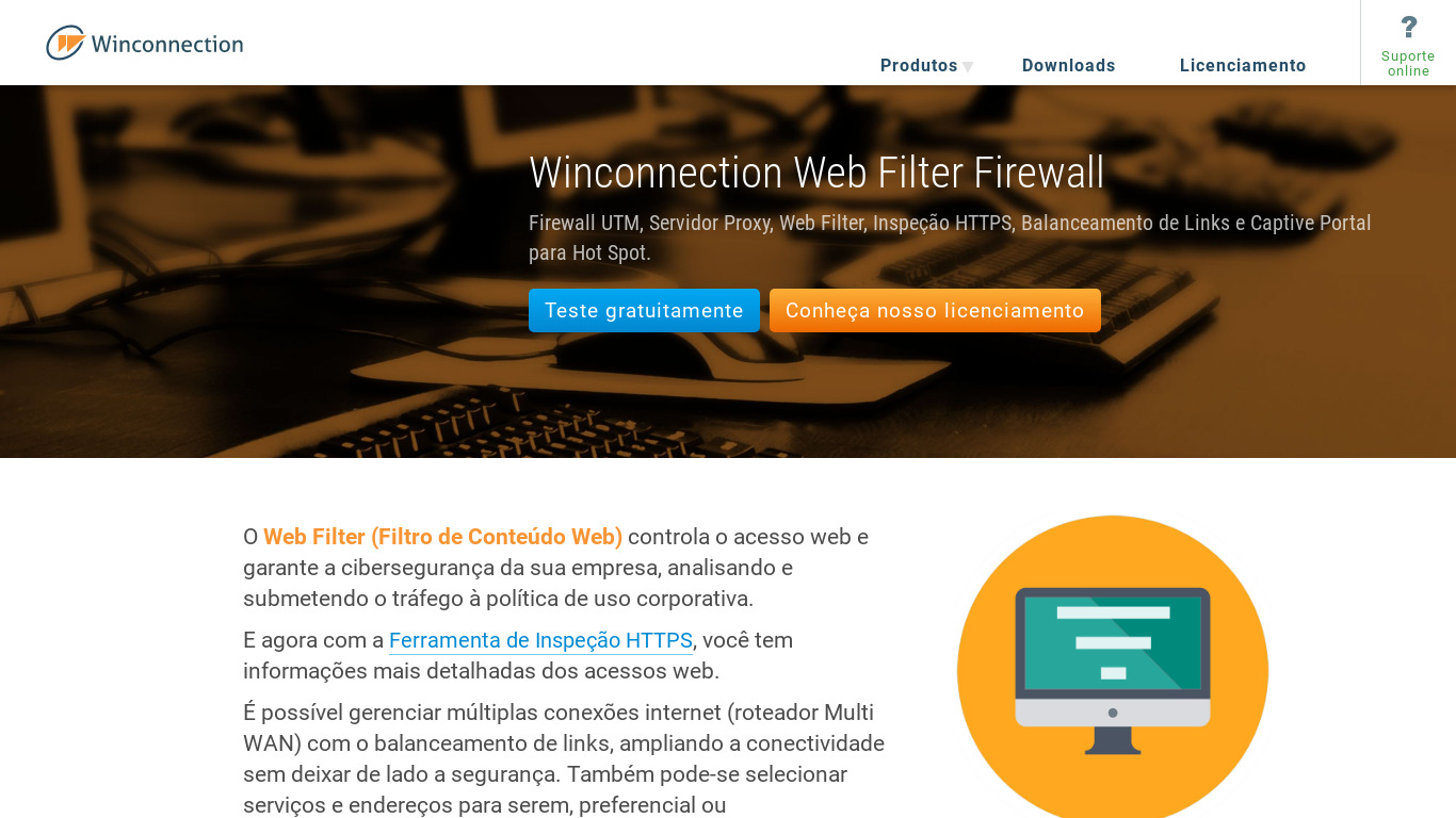 Winconnection Web Filter Firewall Landing page