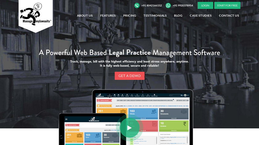 Manage My Lawsuits Landing Page