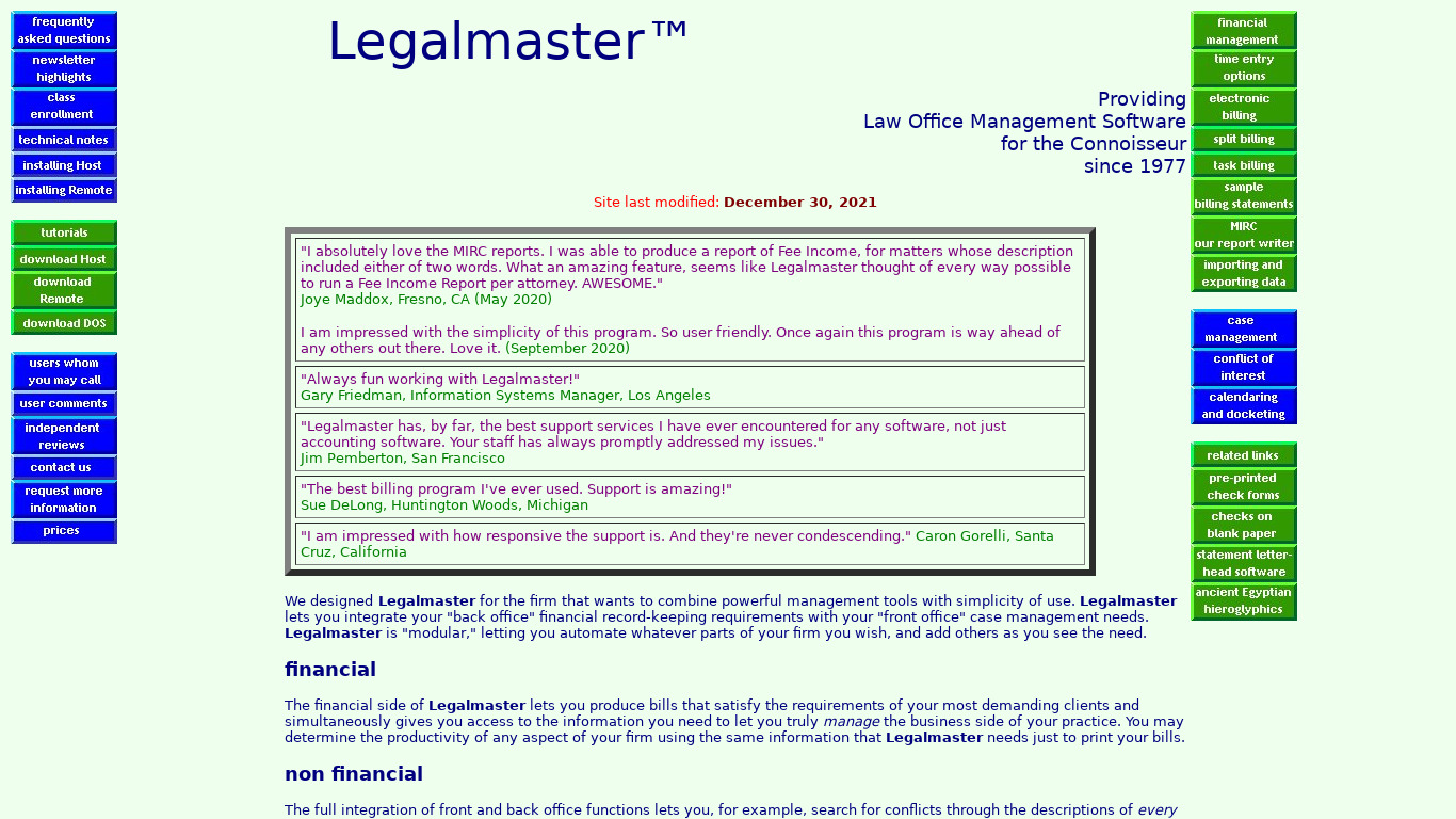 Legalmaster Landing page
